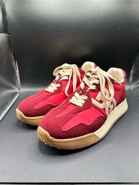 NWOB Sam‎ Edelman Langley 3 Sneakers Red Suede Size 7.5